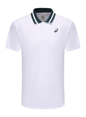 Asics亚瑟士男子网球服短袖T恤POLO衫翻领速干透气运动服短裤套装