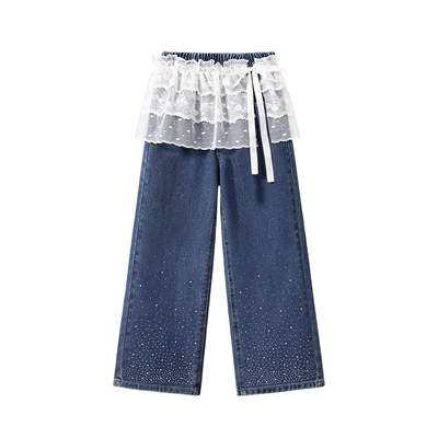 儿童牛仔裤阔腿裤女童百搭休闲裤