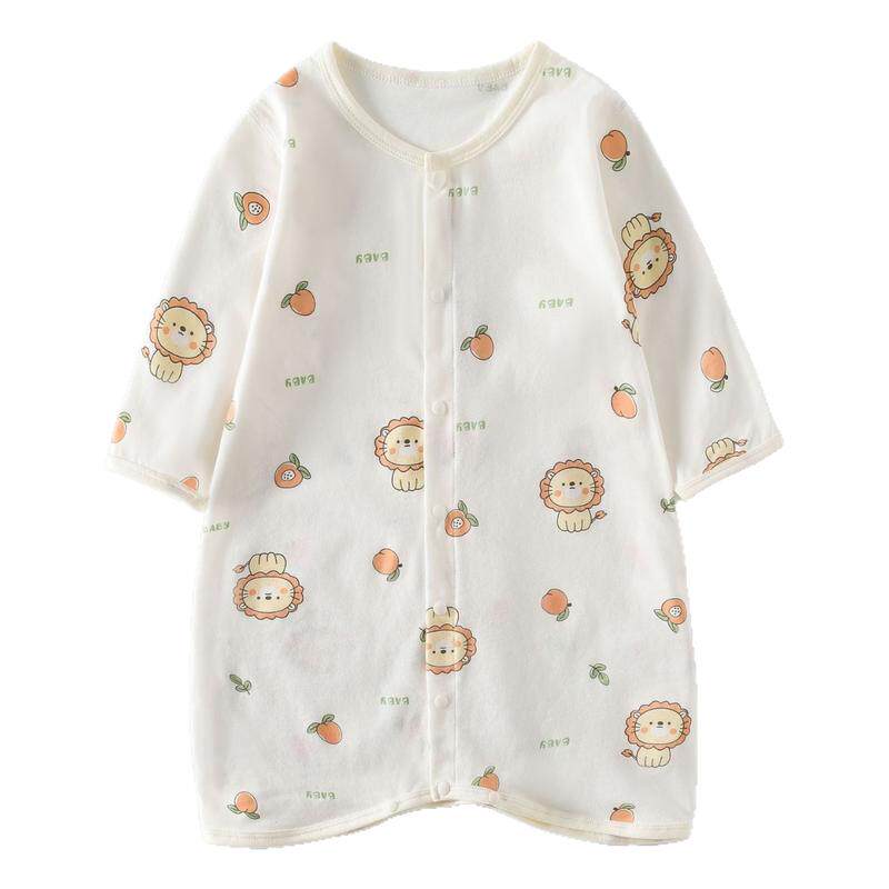 夏款婴儿睡袍夏季薄款纯棉开档长袖空调服宝宝防踢春夏季婴儿睡裙