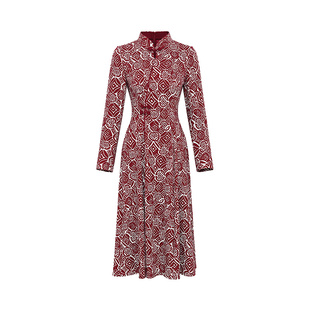 黛玛诗正式场合宴会礼服春季款优雅国风新中式连衣裙女酒红色