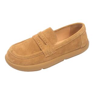 星期六英伦风乐福鞋女2026春季新款一脚蹬单鞋牛皮女鞋软底勃肯鞋