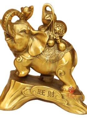 铜补靠山母子大象一对摆件吸水喷水象客厅办公室背葫芦象装饰礼品