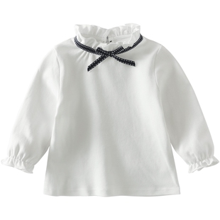 女童打底衫春秋1岁小童t恤纯棉内搭春款白色春季儿童宝宝春装上衣