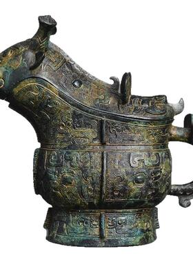 仿古青铜器工艺品摆件西周兽面纹觥古代酒器酒厂展览模型收藏礼品