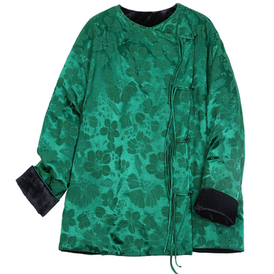 菲伊唐真丝乔绒冬两面穿唐装棉衣