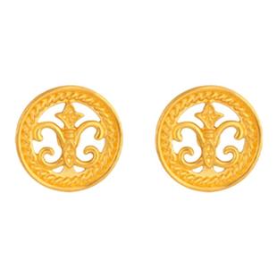 18K金古法金鸢尾花耳钉 女轻奢复古纯银镀黄金色燕尾花耳环礼物潮