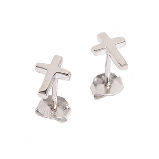 WBJ定制珠宝 十字耳钉 纯银耳钉925银oldschool cross ear stud
