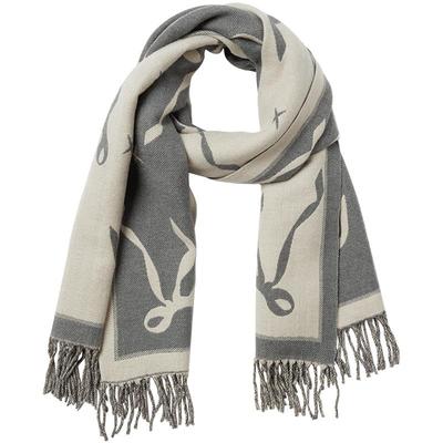 冬季新款女士蝴蝶结提花梭织围巾