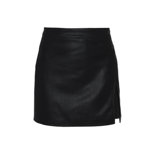 DPLAY秋季新款黑色半身裙女休闲通勤短款裙子皮裙A字短裙