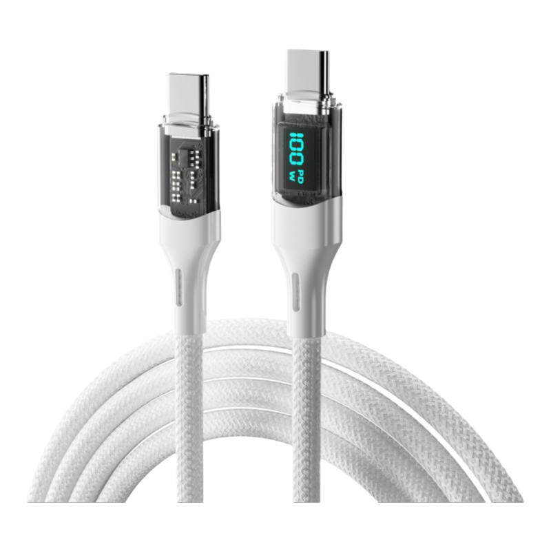 双typec数据线PD100W数显充电线iphone15pro16手机66W快充线27W尼龙编织VIVO小米华为双C口两