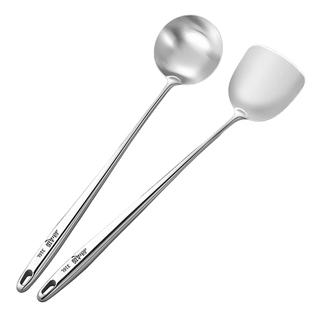 316L不锈钢锅铲加厚炒菜铲子厨师专用炒菜勺家用汤勺漏勺厨具套装