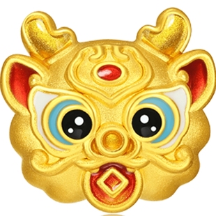 潮宏基小福龙吉龙足金串珠黄金转运珠5D硬金鎏彩生肖祝福礼物