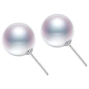 黛米珠宝 吟霜 12-13mm正圆珍珠耳钉18K金赛海水澳白耳饰-配证书