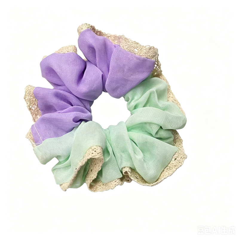 出口撞色雪纺花边大肠发圈