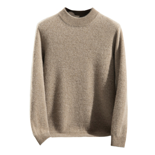 秋冬新款半高领加厚保暖套头男款100%纯山羊绒衫针织打底衫毛衣