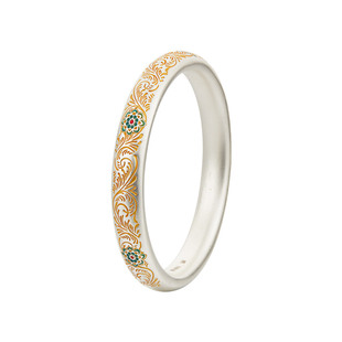 顺庆银楼足银S9999宝相花唐草纹手镯新中式高级感百搭新年送礼物