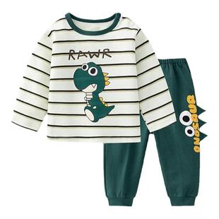 男童春装套装外穿一岁宝宝秋季衣服儿童春秋季小童恐龙卫衣俩件套