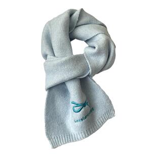 VIVIWELL韩版刺绣蝴蝶结百搭针织围脖秋冬新款百搭保暖加厚围巾