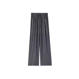 大码深灰色糯米裤胖mm直筒加绒裤子女款小个子慵懒风阔腿休闲长裤