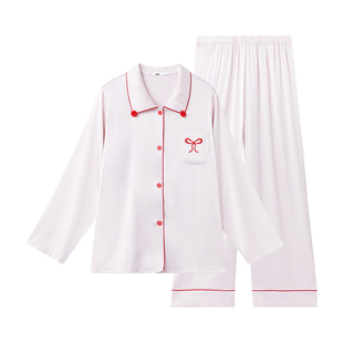 yso【礼物系列】睡衣女春秋长袖冰丝凉感简约高级感可外穿家居服A