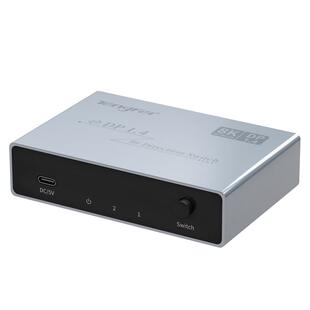 腾飞 DP一分二切换器二进一出4K/144hz电脑主机屏幕4k高清视频分线器二合一拖二2进1出双向显示分屏分配器