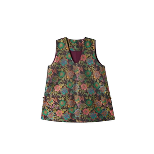 宫小妍【花满枝】V领织锦桑蚕丝提花马甲6011106