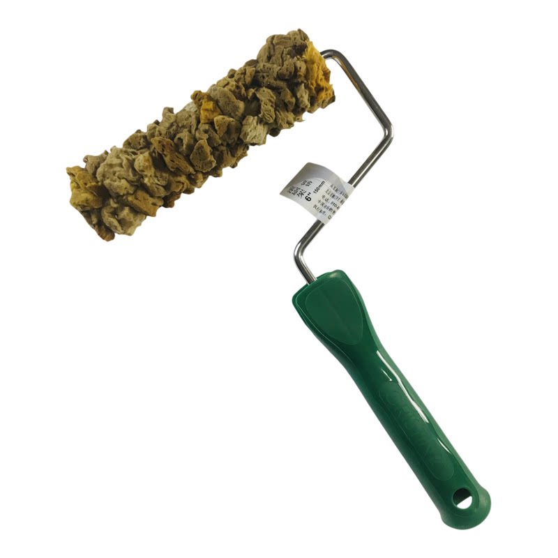 6寸天然老海藻绵滚筒艺术涂料肌理漆金银箔珠光幻彩印花工具