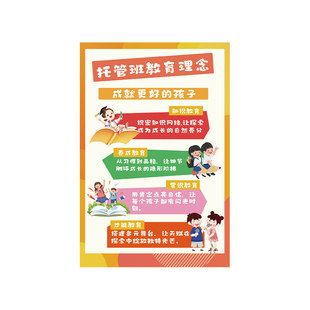 托管班墙面装饰中心形象幼儿园环创教室布置培训机构前台背景文化