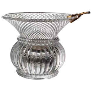 玻璃公杯公道杯茶漏套装侧把分茶器加厚耐热大容量四方高档分茶杯