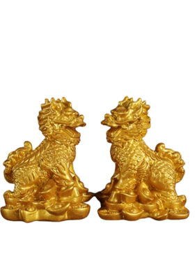 摆件一对家居工艺品客厅财富麒麟