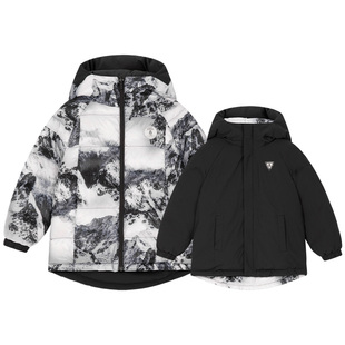 暇步士童装儿童羽绒服冬季新款男童三防保暖上衣女童双面穿厚外套