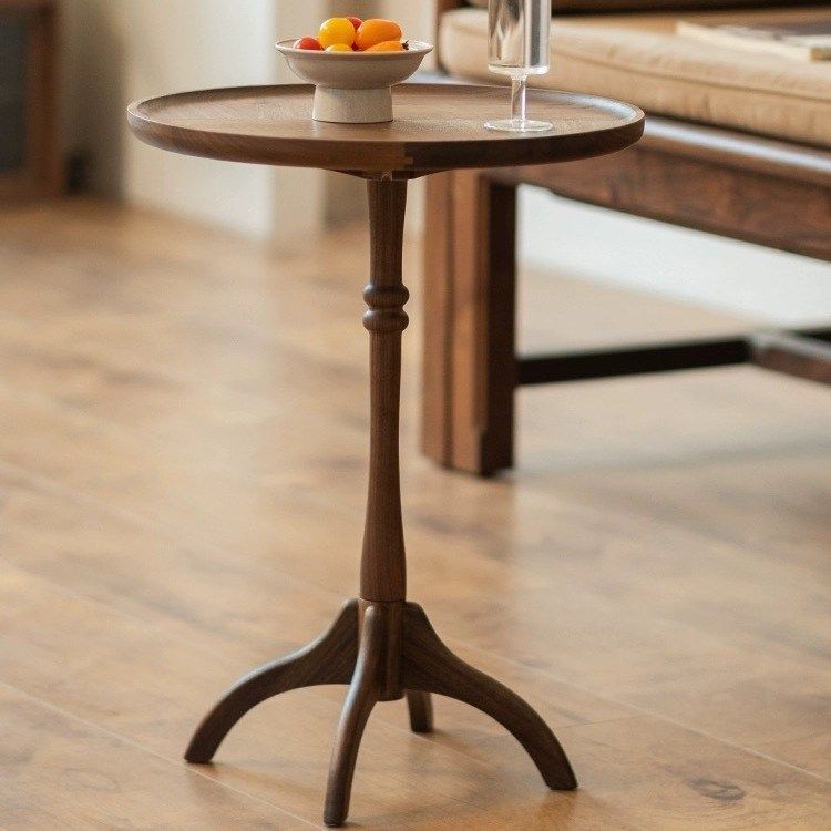 黑胡桃实木边几沙发卧室小圆桌茶桌茶几新角小移动中式阳台可几