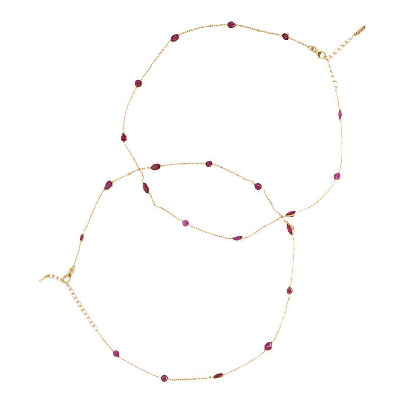 即将售罄Ruby Vermeil红宝石进口手工包925银镀金项链lotusmann
