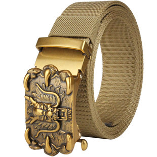 龙头皮带男自动扣无牙商务休闲男士裤腰带中青年个性尼龙帆布百搭