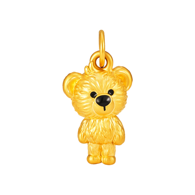 明牌珠宝泰迪爱兰联名IP系列密友熊硬金项坠 足金小熊吊坠ASY0730