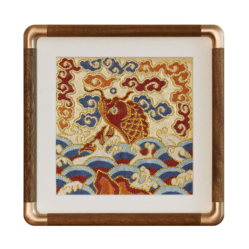 南京云锦研究所博物馆锦鲤飞跃摆件非遗鲤鱼跳龙门升职乔迁伴手礼