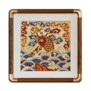 南京云锦研究所博物馆锦鲤飞跃摆件非遗鲤鱼跳龙门升职乔迁伴手礼