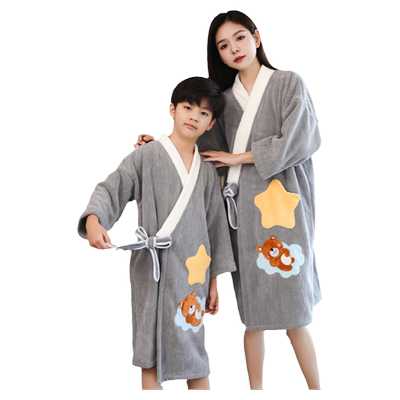 秋冬加厚亲子浴袍可穿浴巾吸水