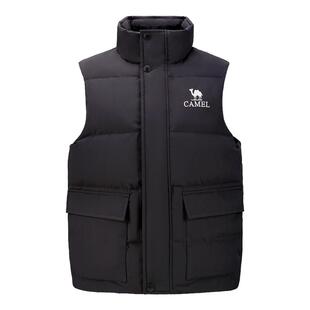 骆驼男士羽绒背心青少年冬季无袖坎肩情侣工装羽绒马甲女款外穿