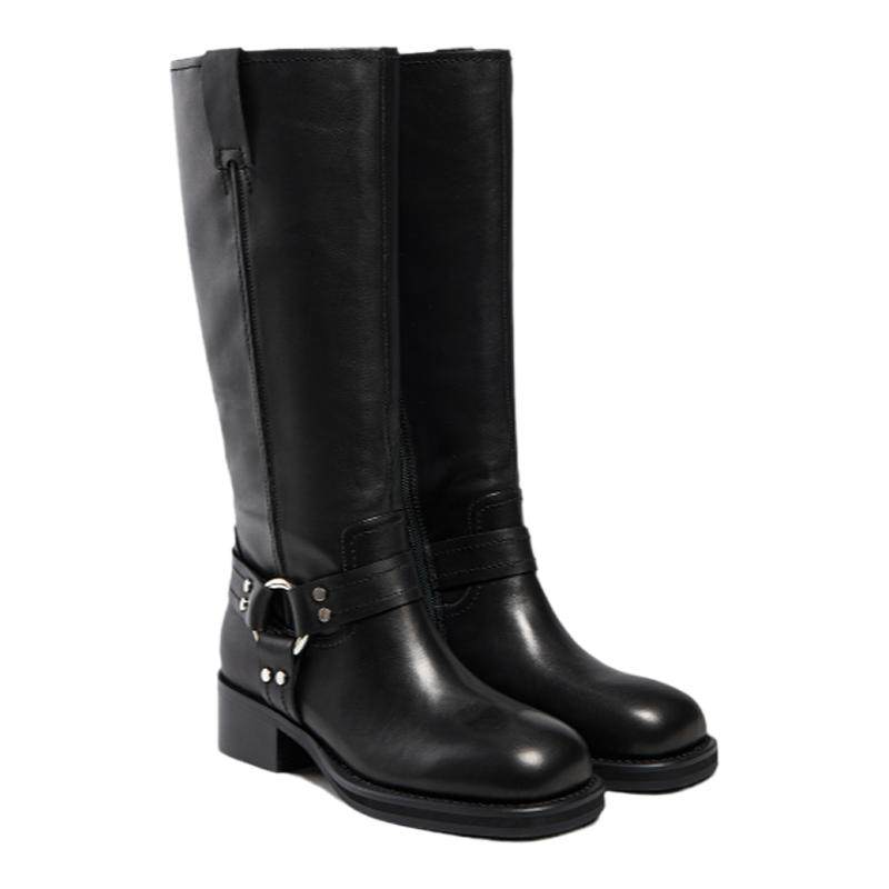 fed真皮长靴秋季新款女靴厚底机车靴骑士靴工装靴皮靴R0828-YA039