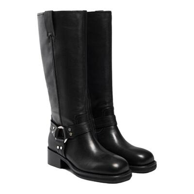 铆钉粗跟靴子女靴高筒西部骑士靴