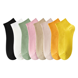袜子女款纯棉夏季短袜防臭女士短筒女袜白色短款船袜夏薄款中筒袜