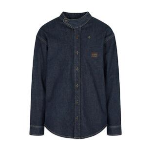 EMPORIO ARMANI/阿玛尼秋冬新款男士轻奢纯棉人夫感立领衬衫官方