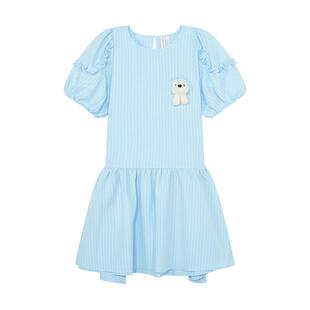NOISY TEDDY 25年夏季新款时尚可爱纯色甜美泡泡袖童装短袖连衣裙