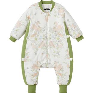 威尔贝鲁婴儿睡袋春秋冬款恒温分腿睡袋桑蚕丝儿童防踢被四季通用