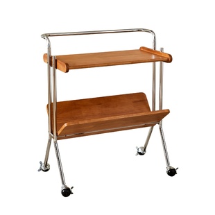 中古橡胶木家用餐车可移动边几置物架零食收纳储物客厅不锈钢推车