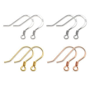 S999足银耳钩 DIY手工银耳勾 纯银饰品首饰 银勾耳钉饰品银钩配件