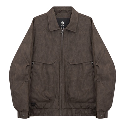 中国狐轩男装冬季短款翻领皮羽绒