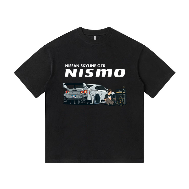 日产NISMO尼桑GTR改装文化复古印花重磅纯棉短袖T恤男装宽松休闲