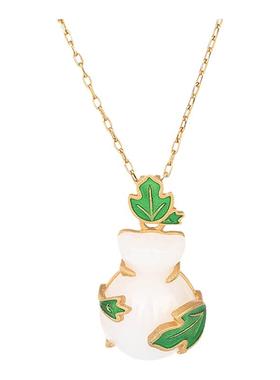 国潮宫廷风配饰仿白玉平安福禄水瓶钱袋吊坠复古旗袍汉服玉坠项链